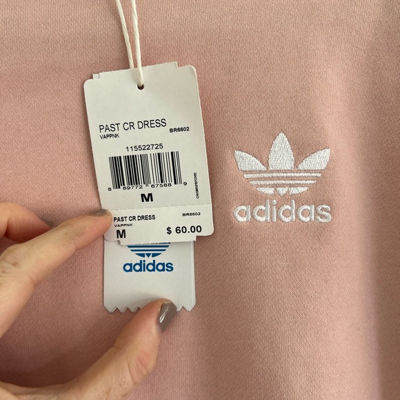 Womens Adidas Pink Crew Neck Casual Sweater Dress - Picture 4 of 4